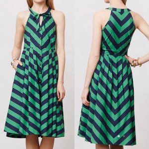 Anthro Girls From Savoy Emerald Ripple Dress Sz 2